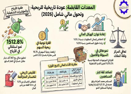 ‮‬المعدات‭ ‬القابضة‮ تعود‭ ‬للربحية‭ ‬بقوة‭ ‬في‭ ‬الربع‭ ‬الأول‭ ‬من‭ ‬2026