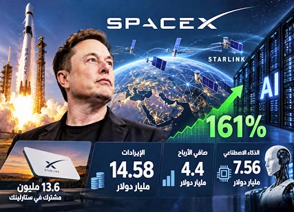 إيرادات سبيس إكس تقفز 161% بدعم من «ستارلينك» والذكاء الاصطناعي
